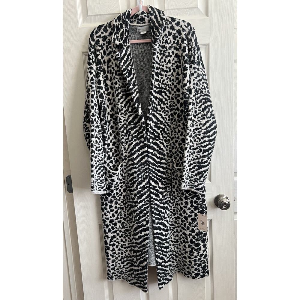 SINCERELY JULES Animal Print Knit Open Front Maxi Length Duster Cardigan XL NWT - Picture 1 of 9